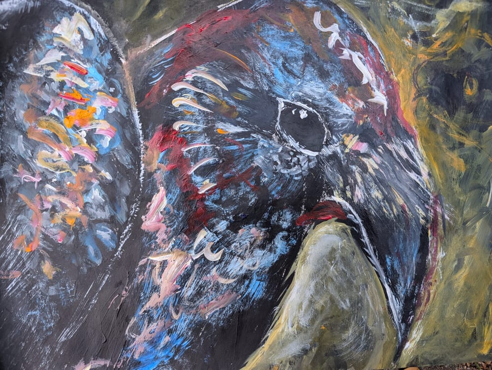 Urban Bird, Acrylic on heavy paper 24 x 20 in, 2026, by Sonja Ljubinkovic